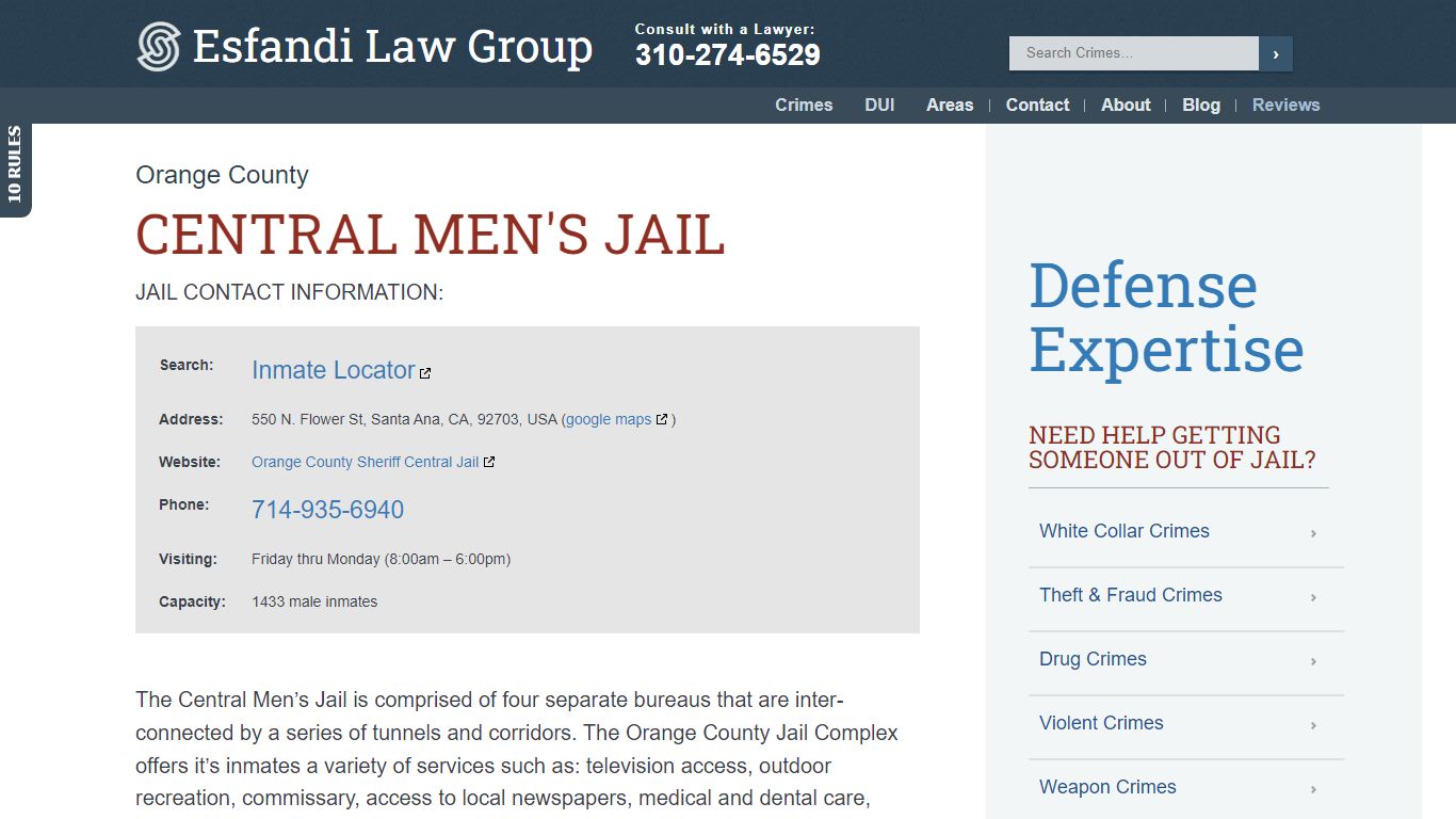 Central Men's Jail - Orange County | Inmate Locator - Esfandi Law Group